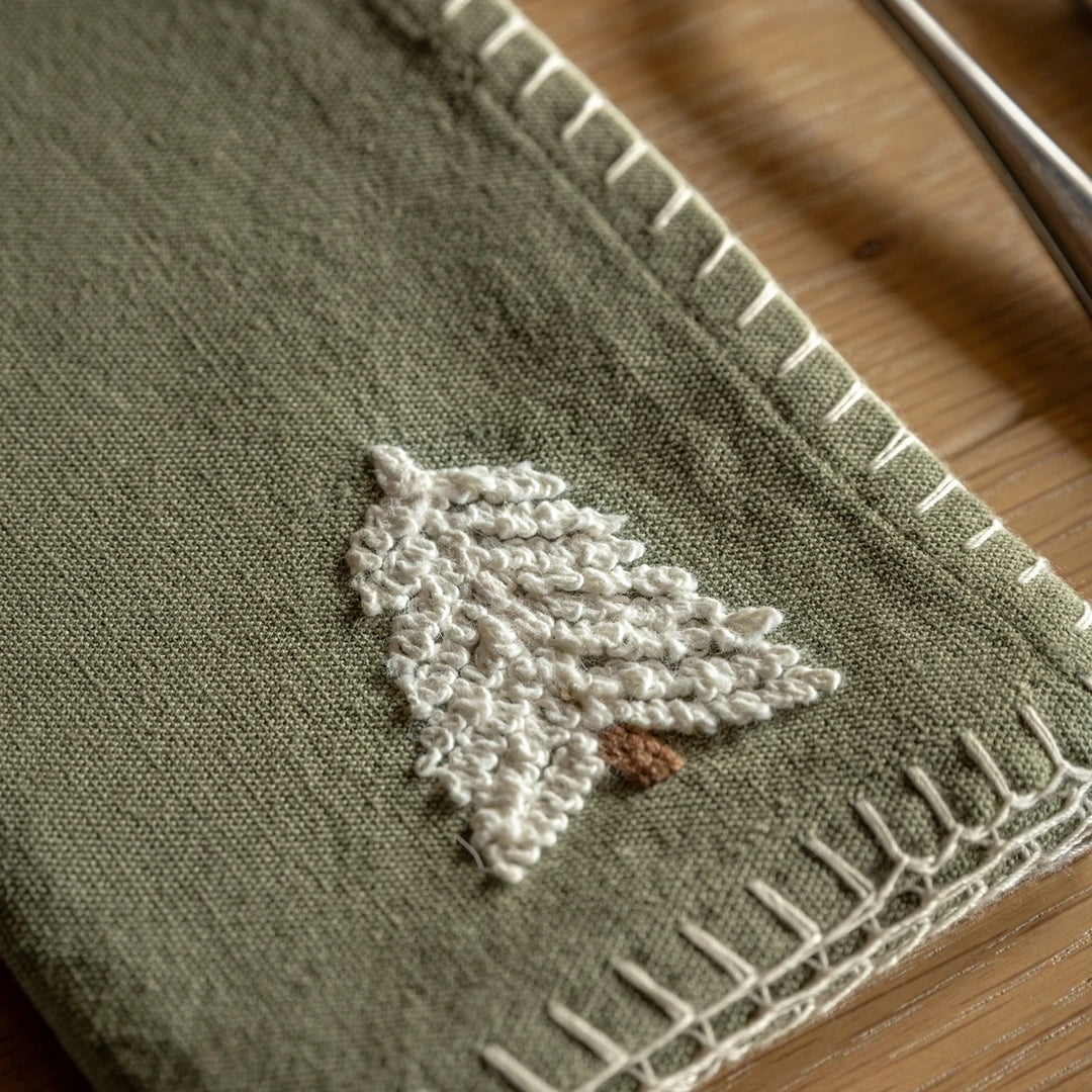 Woodland Set of 4 Embroidered Tree Napkins