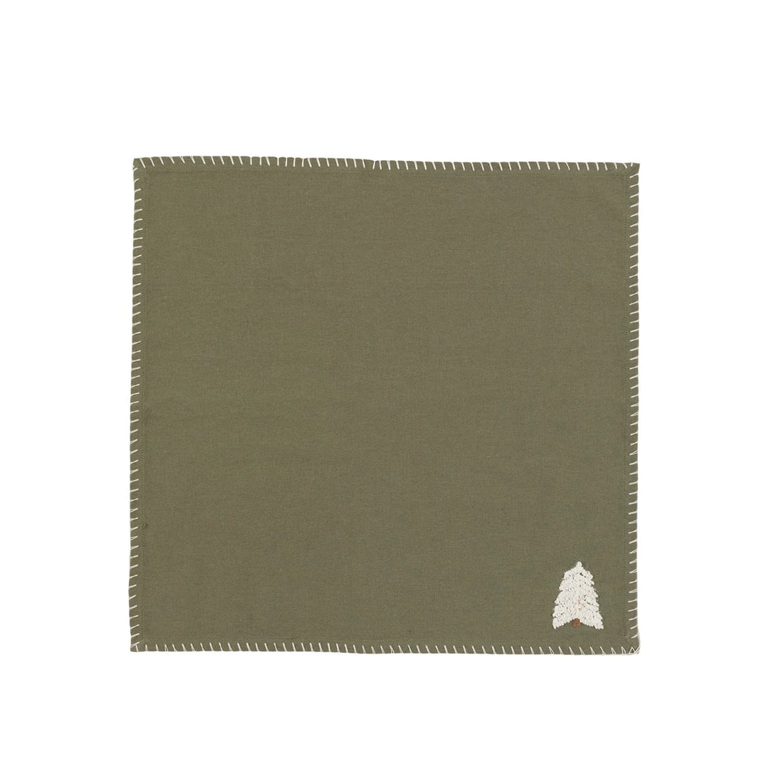 Woodland Set of 4 Embroidered Tree Napkins