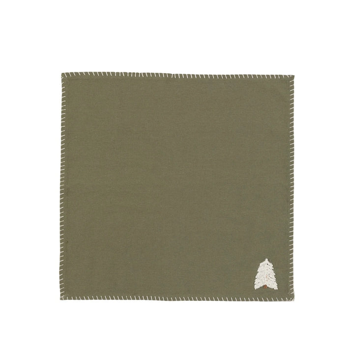 Woodland Set of 4 Embroidered Tree Napkins
