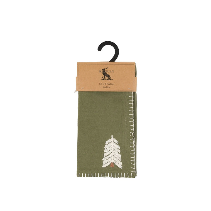 Woodland Set of 4 Embroidered Tree Napkins