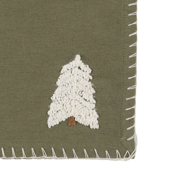 Woodland Set of 4 Embroidered Tree Napkins
