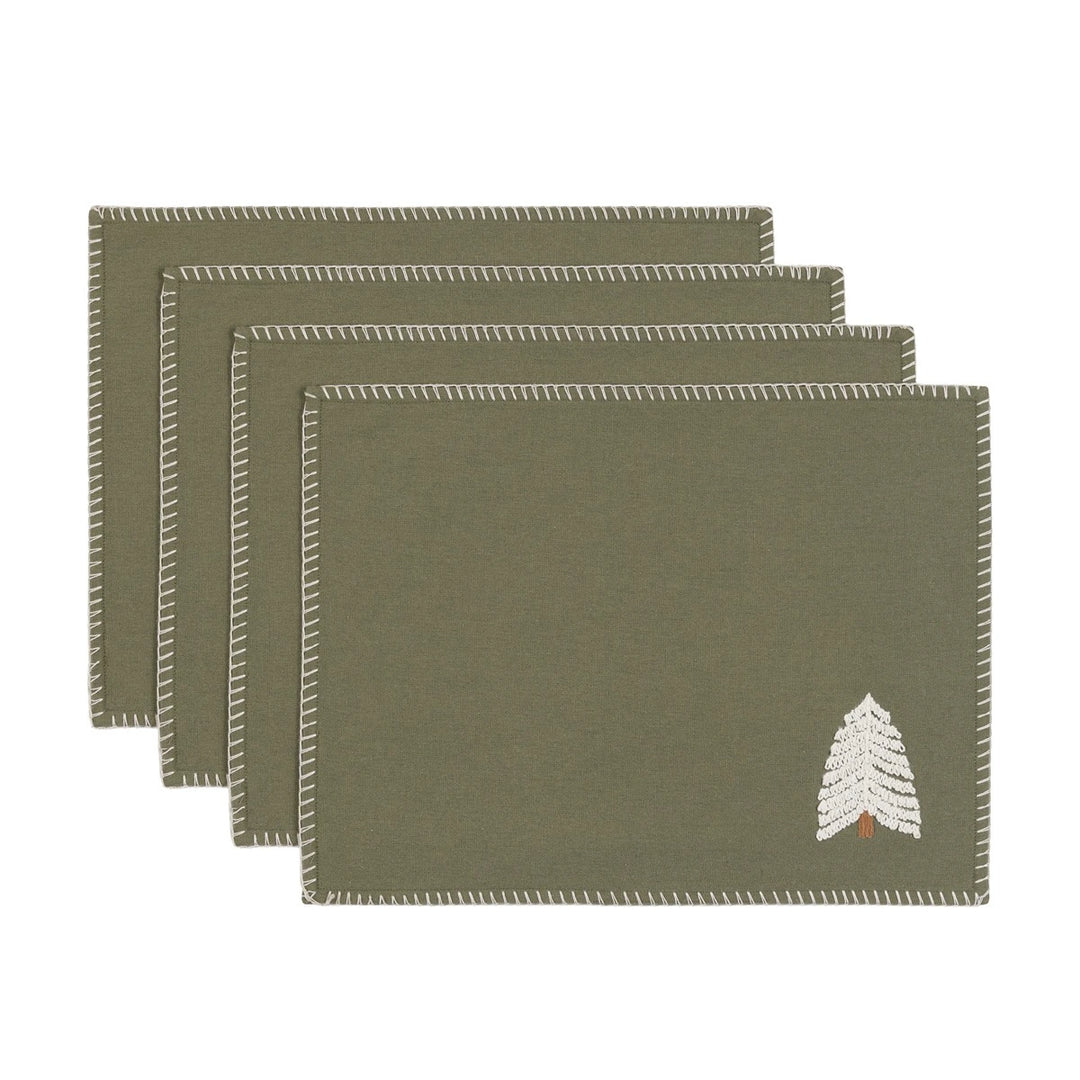 Woodland Set of 4 Embroidered Tree Placemats