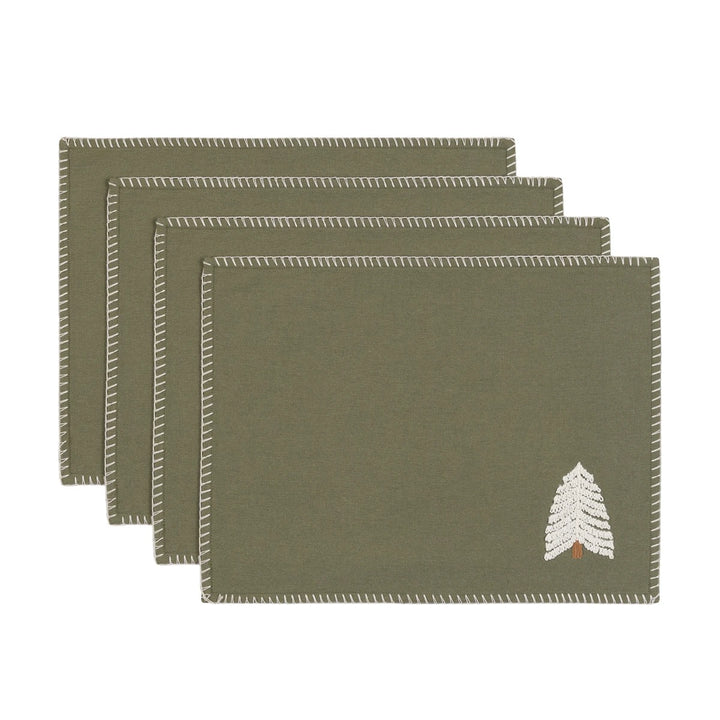 Woodland Set of 4 Embroidered Tree Placemats