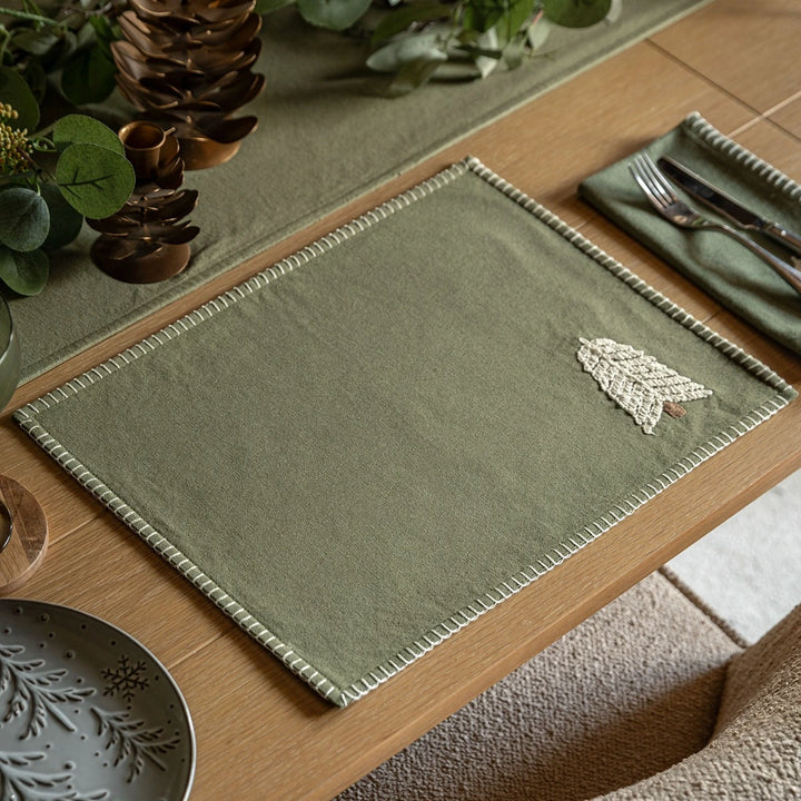 Woodland Set of 4 Embroidered Tree Placemats