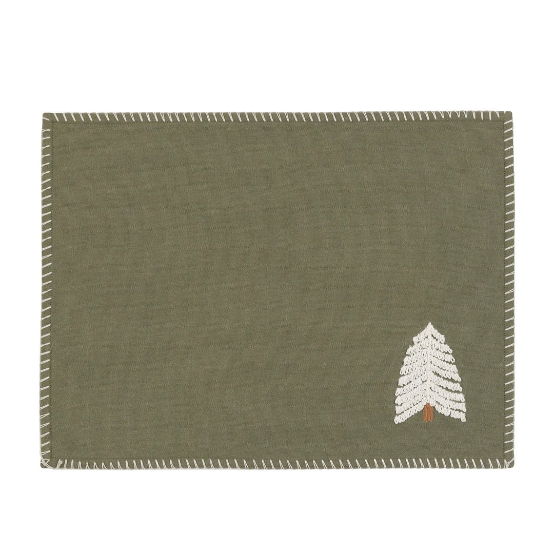 Woodland Set of 4 Embroidered Tree Placemats