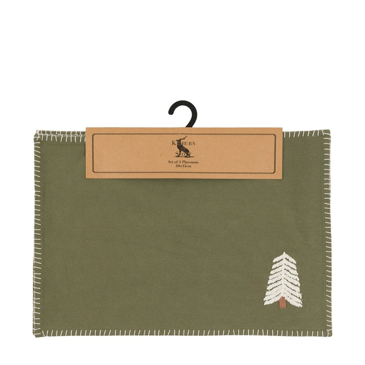 Woodland Set of 4 Embroidered Tree Placemats