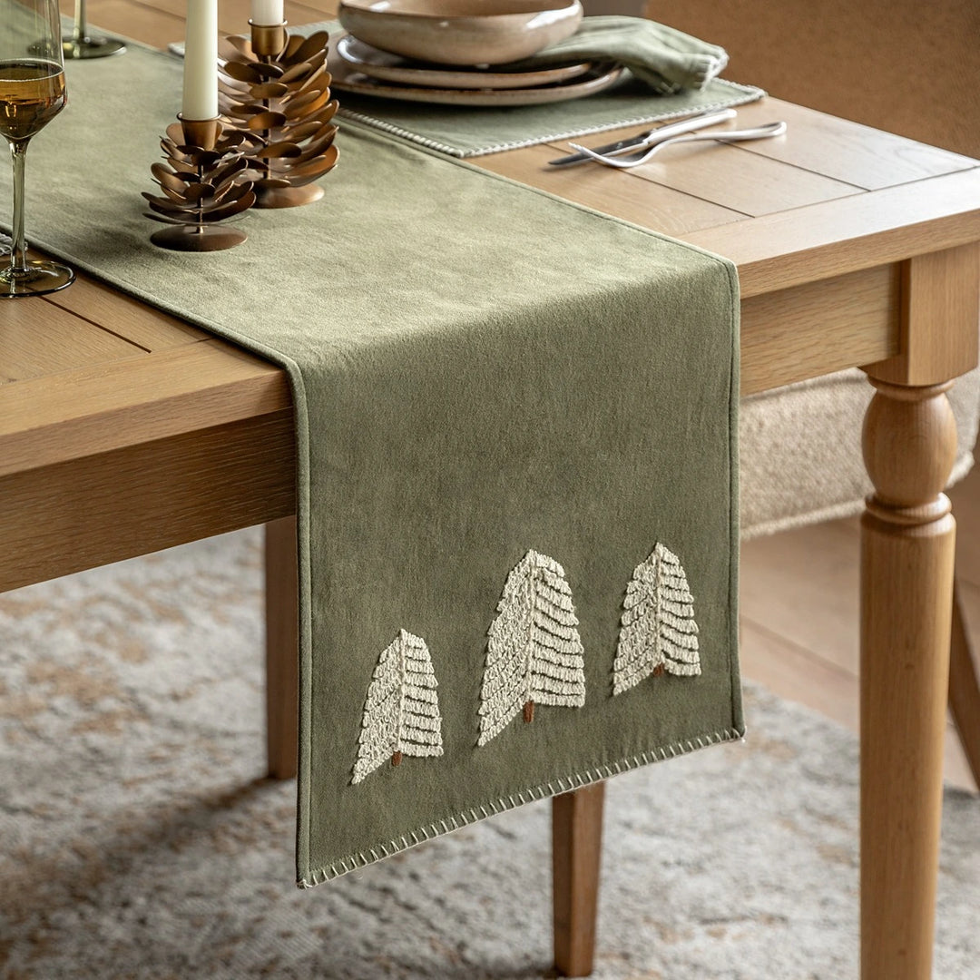 Woodland Embroidered Trees Table Runner