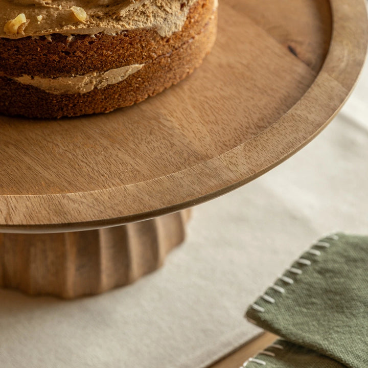 Ridged Mango Wood Cake Stand