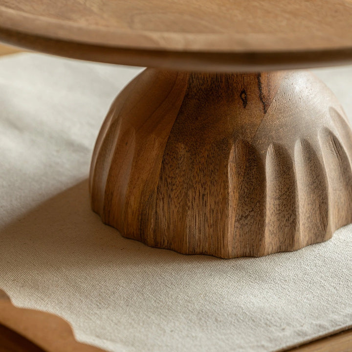 Ridged Mango Wood Cake Stand