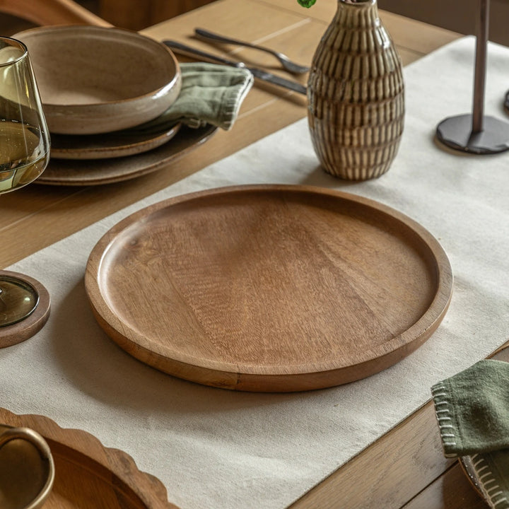Mango Wood Round Decorative Tray