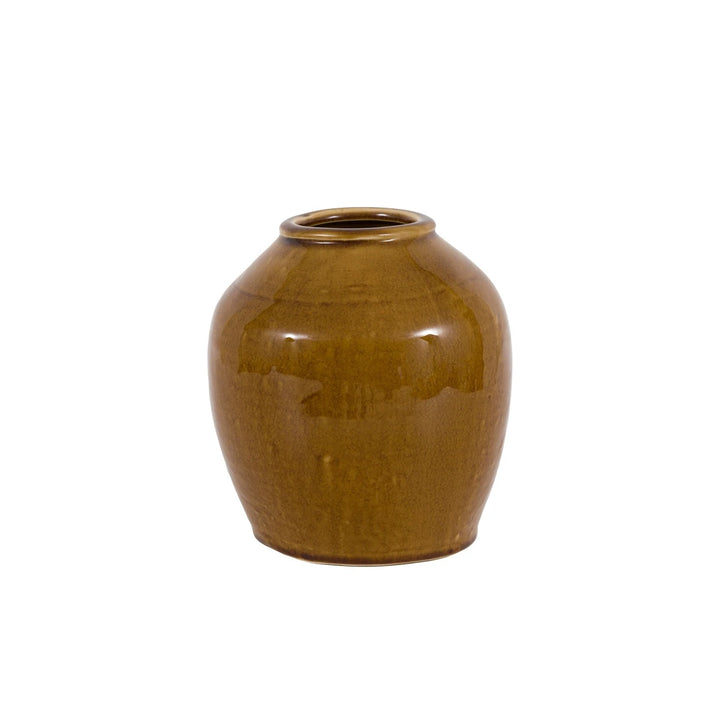 Zelta Crackle Glaze Vase - Caramel