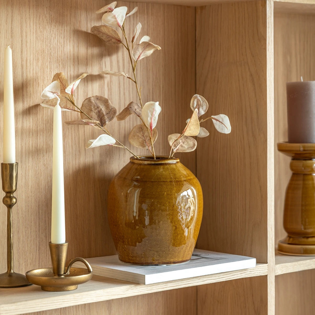 Zelta Crackle Glaze Vase - Caramel