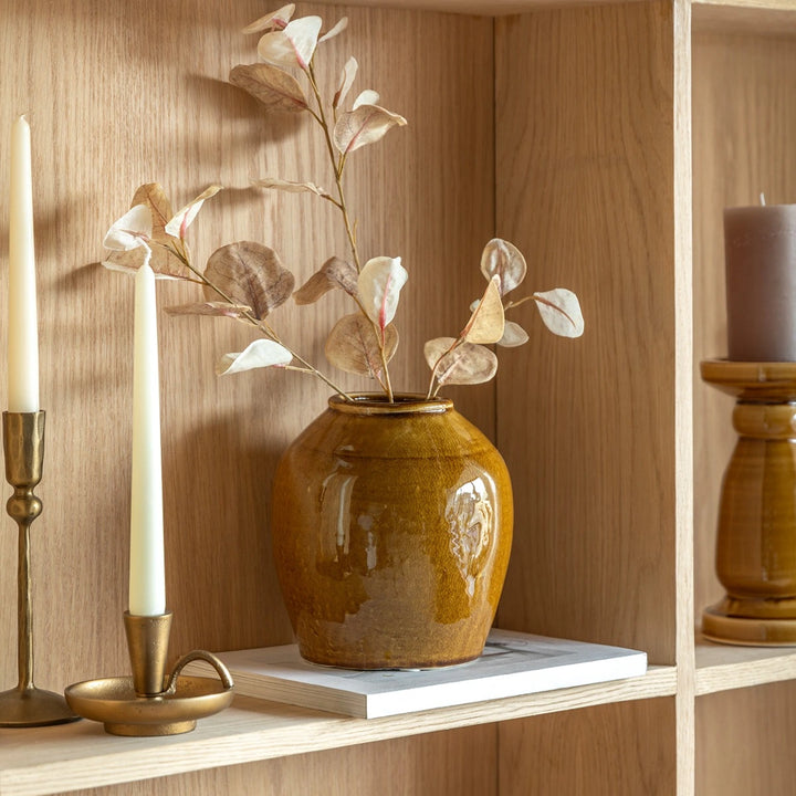 Zelta Crackle Glaze Vase - Caramel