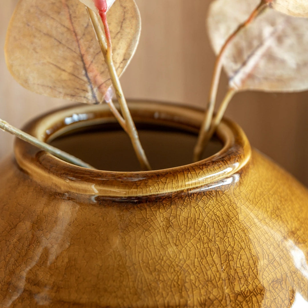 Zelta Crackle Glaze Vase - Caramel