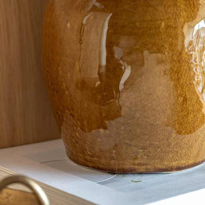 Zelta Crackle Glaze Vase - Caramel