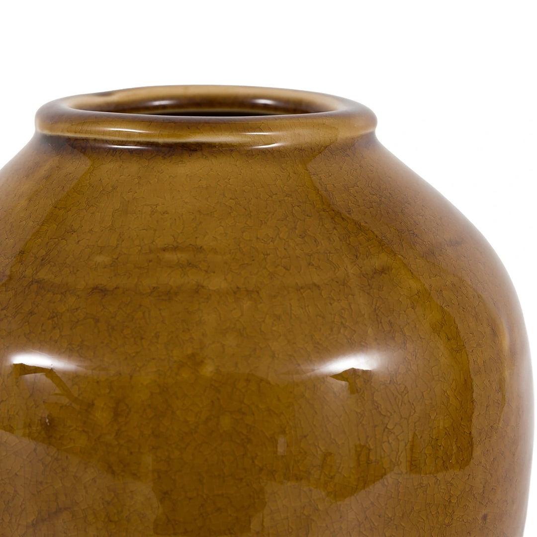 Zelta Crackle Glaze Vase - Caramel