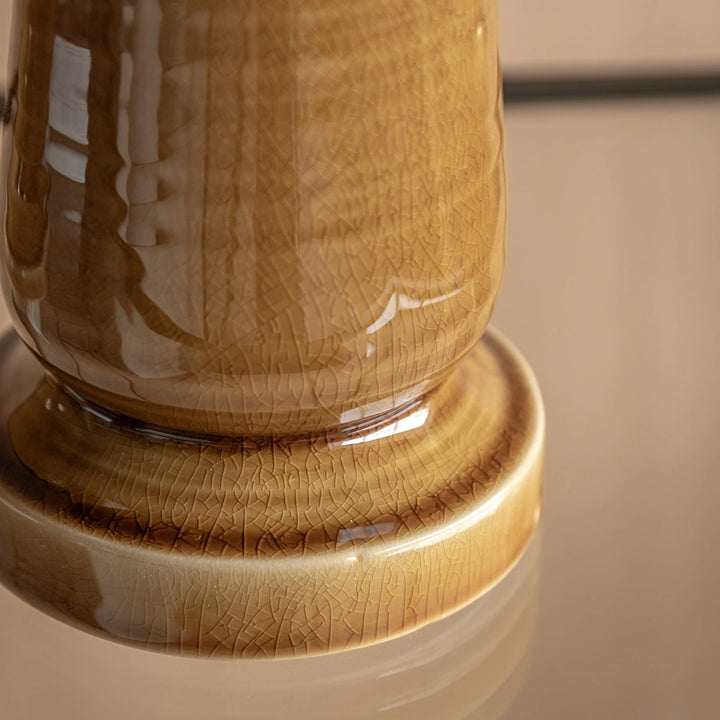 Zelta Crackle Glaze Candlestick - Caramel