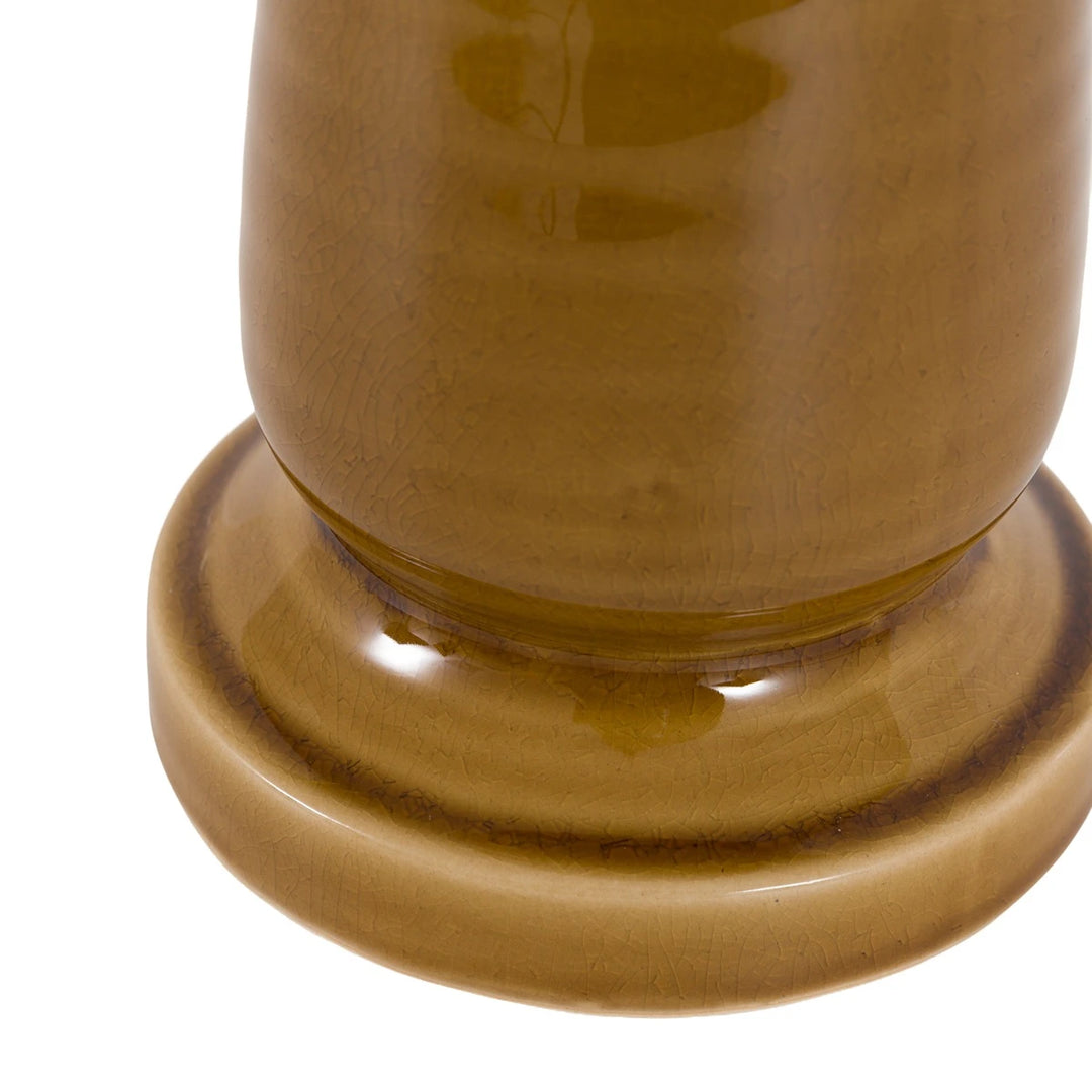 Zelta Crackle Glaze Candlestick - Caramel