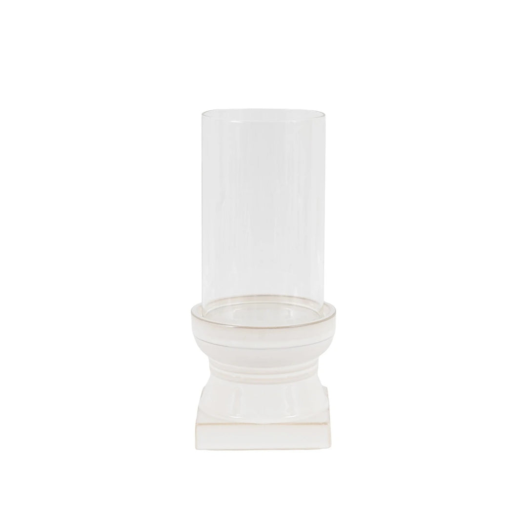 Leno Ceramic Candle Holder - White