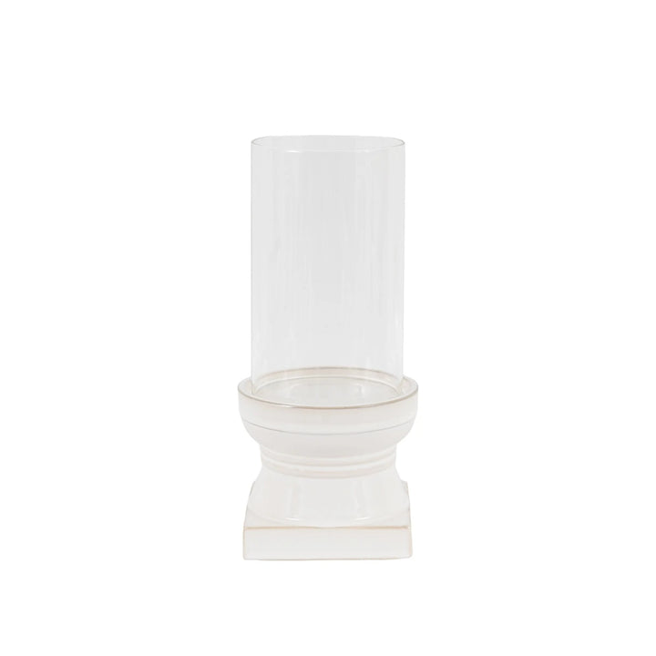 Leno Ceramic Candle Holder - White
