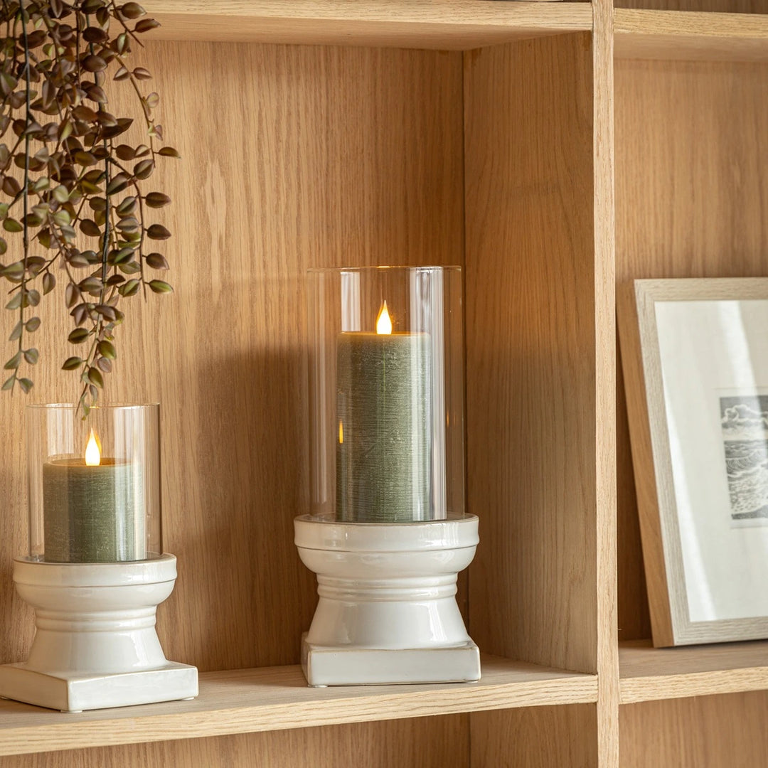 Leno Ceramic Candle Holder - White