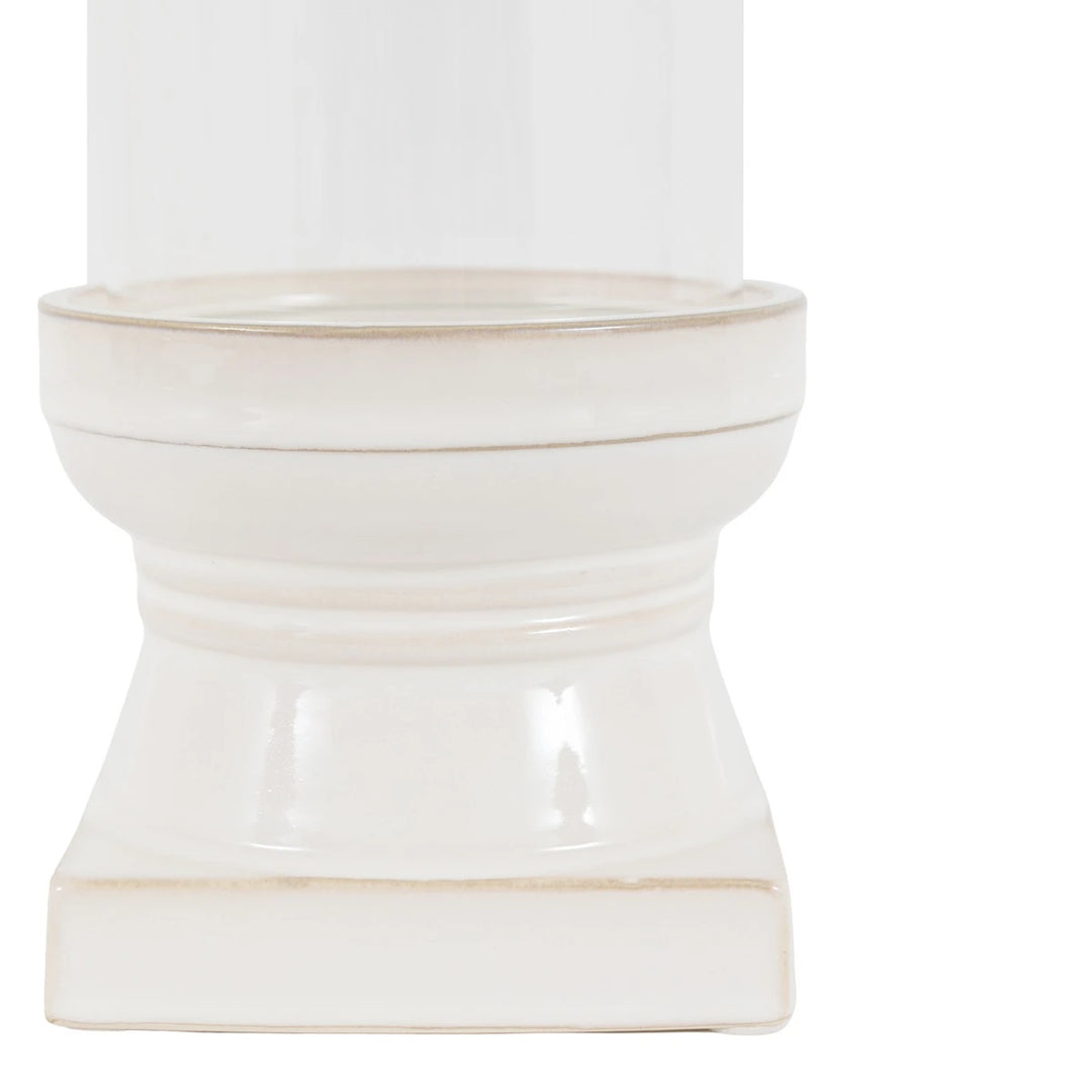 Leno Ceramic Candle Holder - White