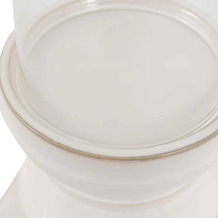 Leno Ceramic Candle Holder - White