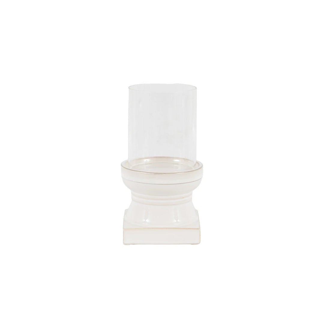 Leno Ceramic Candle Holder - White