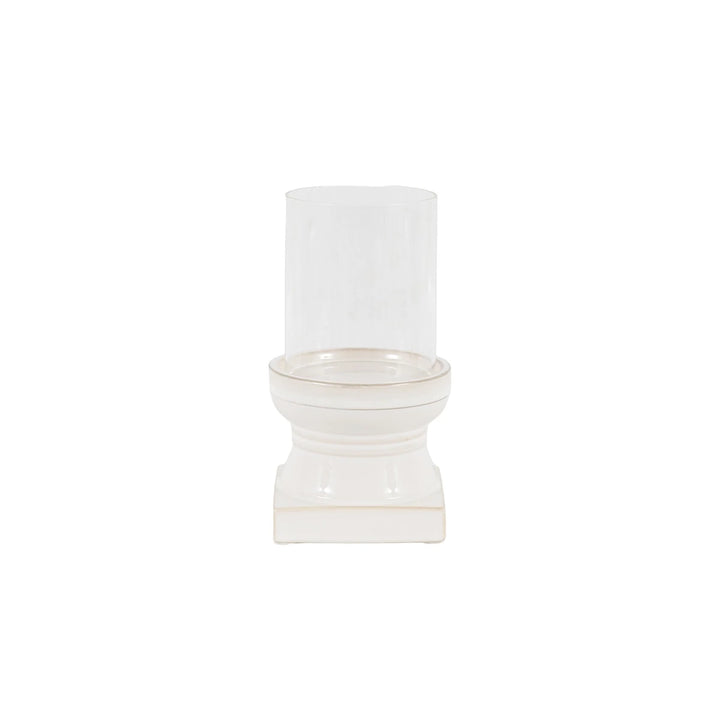 Leno Ceramic Candle Holder - White