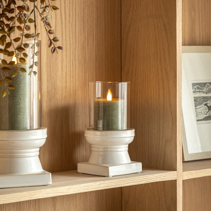 Leno Ceramic Candle Holder - White