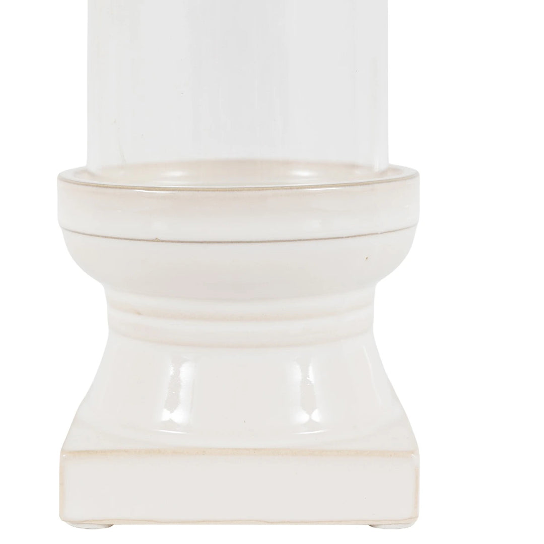 Leno Ceramic Candle Holder - White