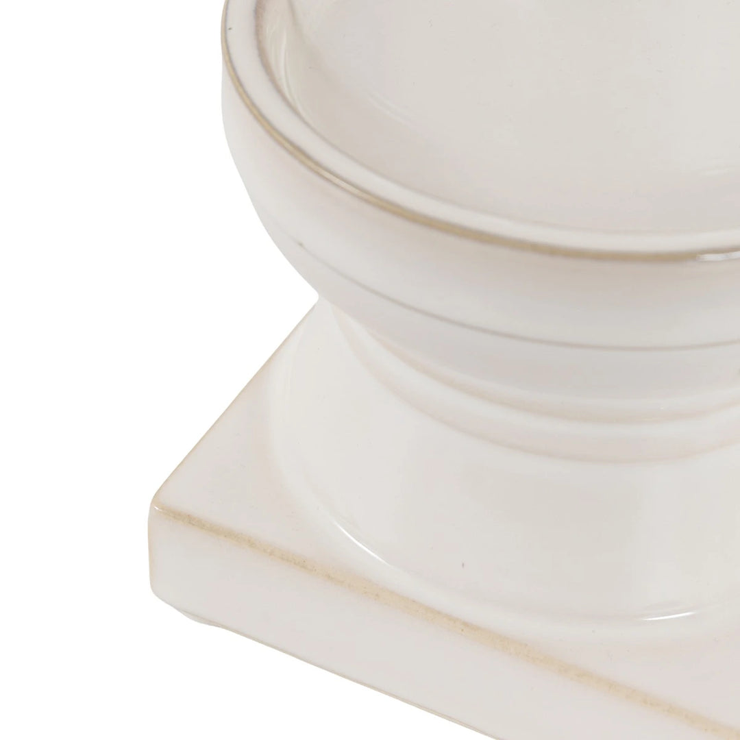Leno Ceramic Candle Holder - White