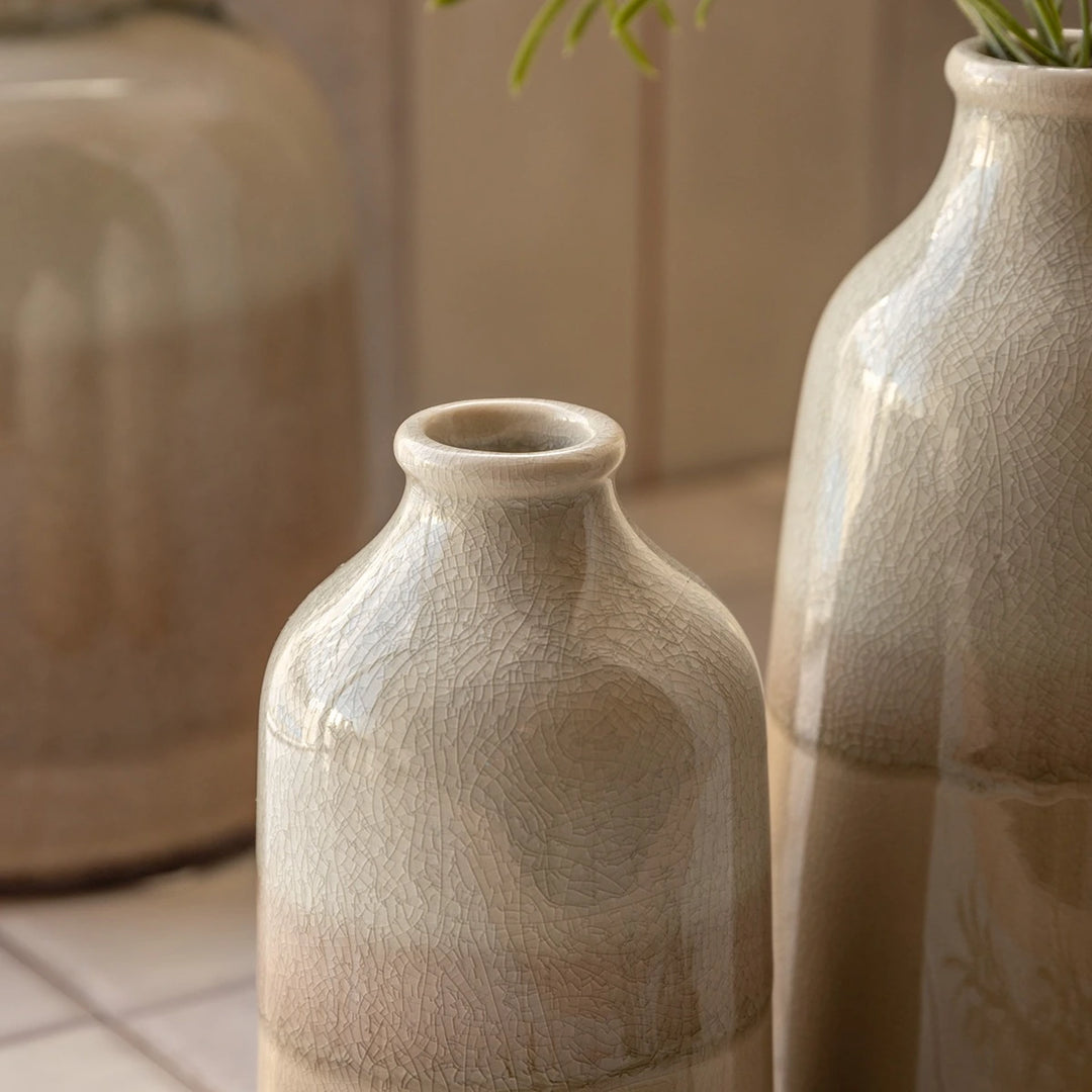 Lara Set of 2 Crackle Glaze Bud Vases
