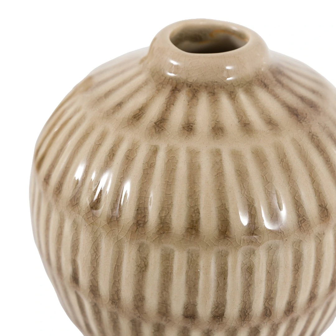 Elia Set of 3 Ceramic Ridged Bud Vases - Natural