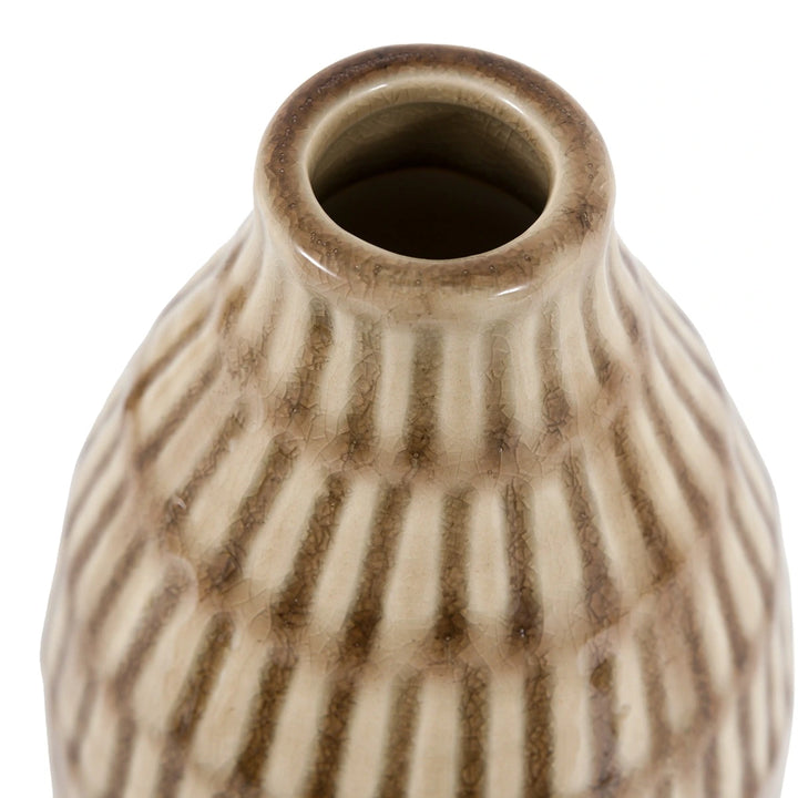 Elia Set of 3 Ceramic Ridged Bud Vases - Natural