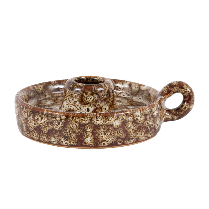 Mikka Ceramic Reactive Glaze Candle Holder - Brown