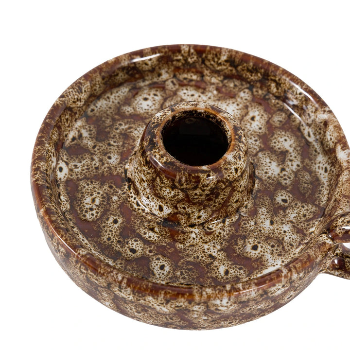 Mikka Ceramic Reactive Glaze Candle Holder - Brown