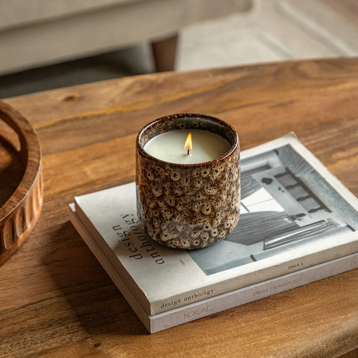 Mikka Ceramic Reactive Glaze Candle - Brown