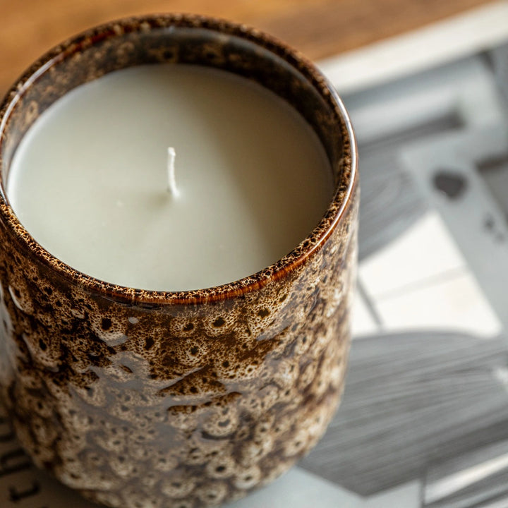 Mikka Ceramic Reactive Glaze Candle - Brown