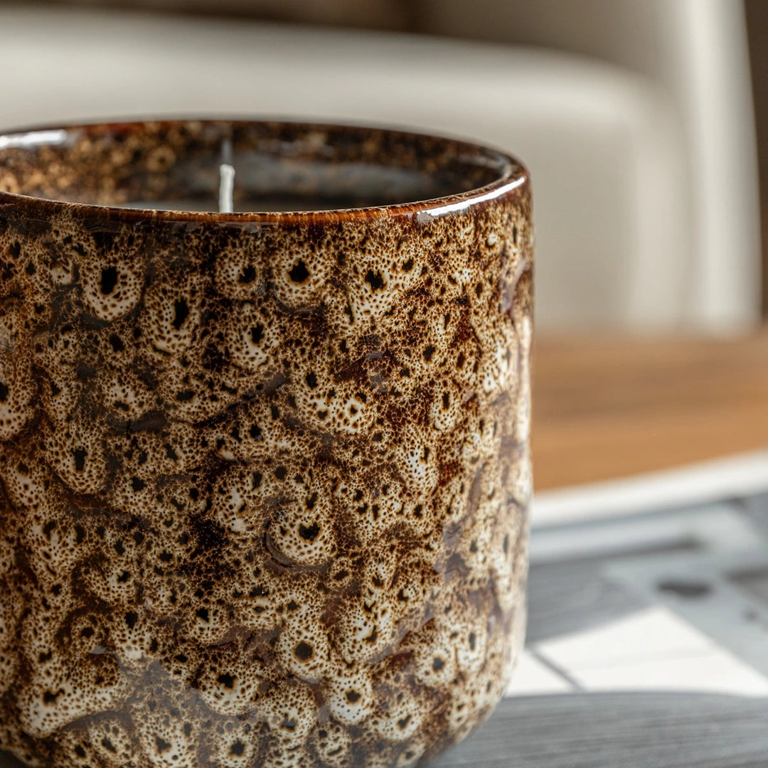 Mikka Ceramic Reactive Glaze Candle - Brown