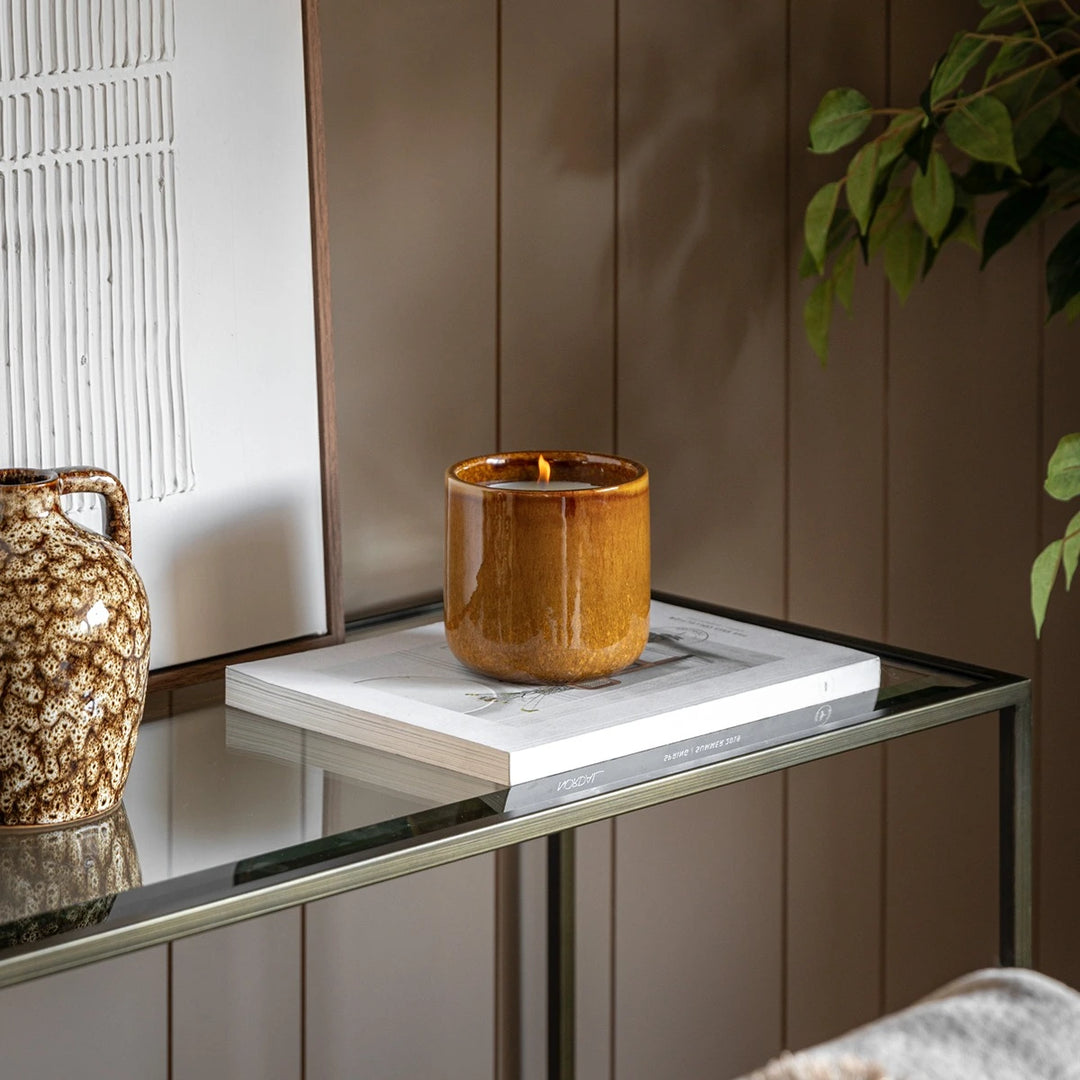 Reactive Glazed Ceramic Candle - Caramel