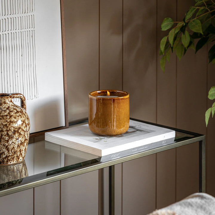 Reactive Glazed Ceramic Candle - Caramel