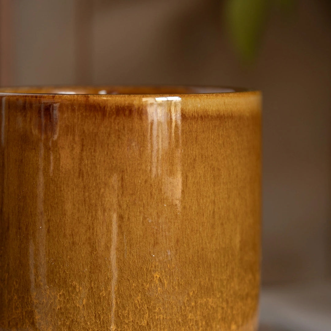 Reactive Glazed Ceramic Candle - Caramel