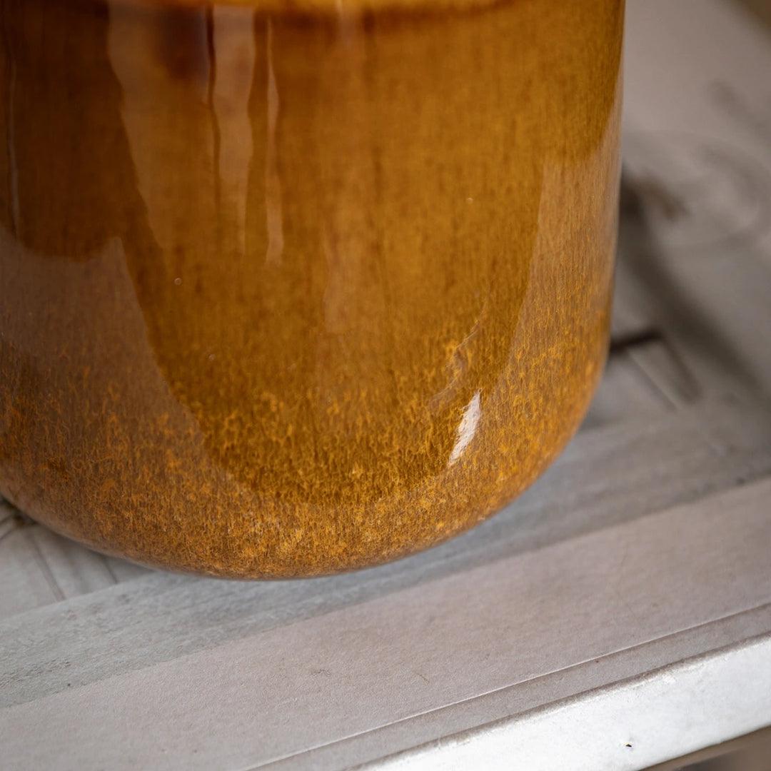 Reactive Glazed Ceramic Candle - Caramel