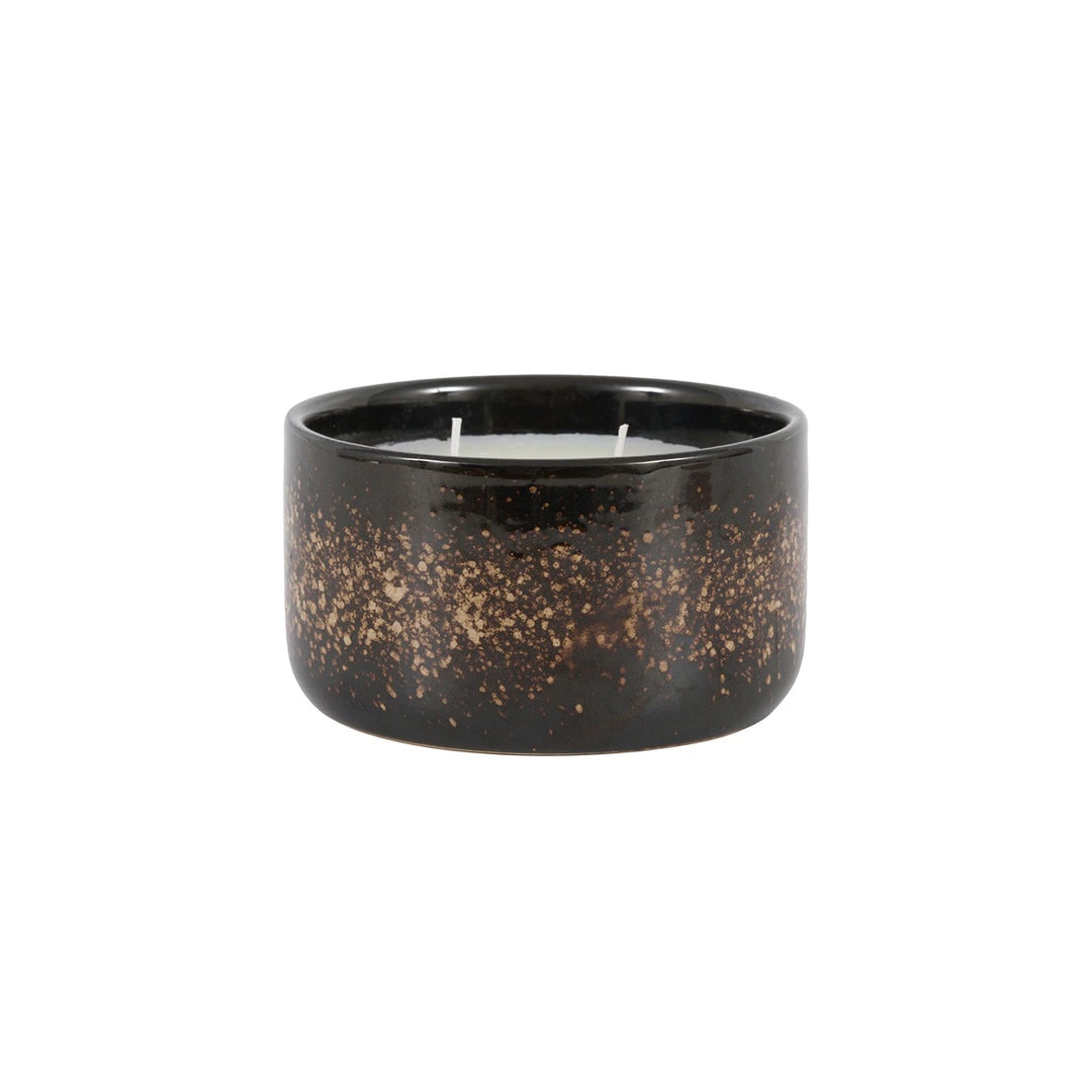 Reactive Glazed Ceramic 2 Wick Candle - Brown
