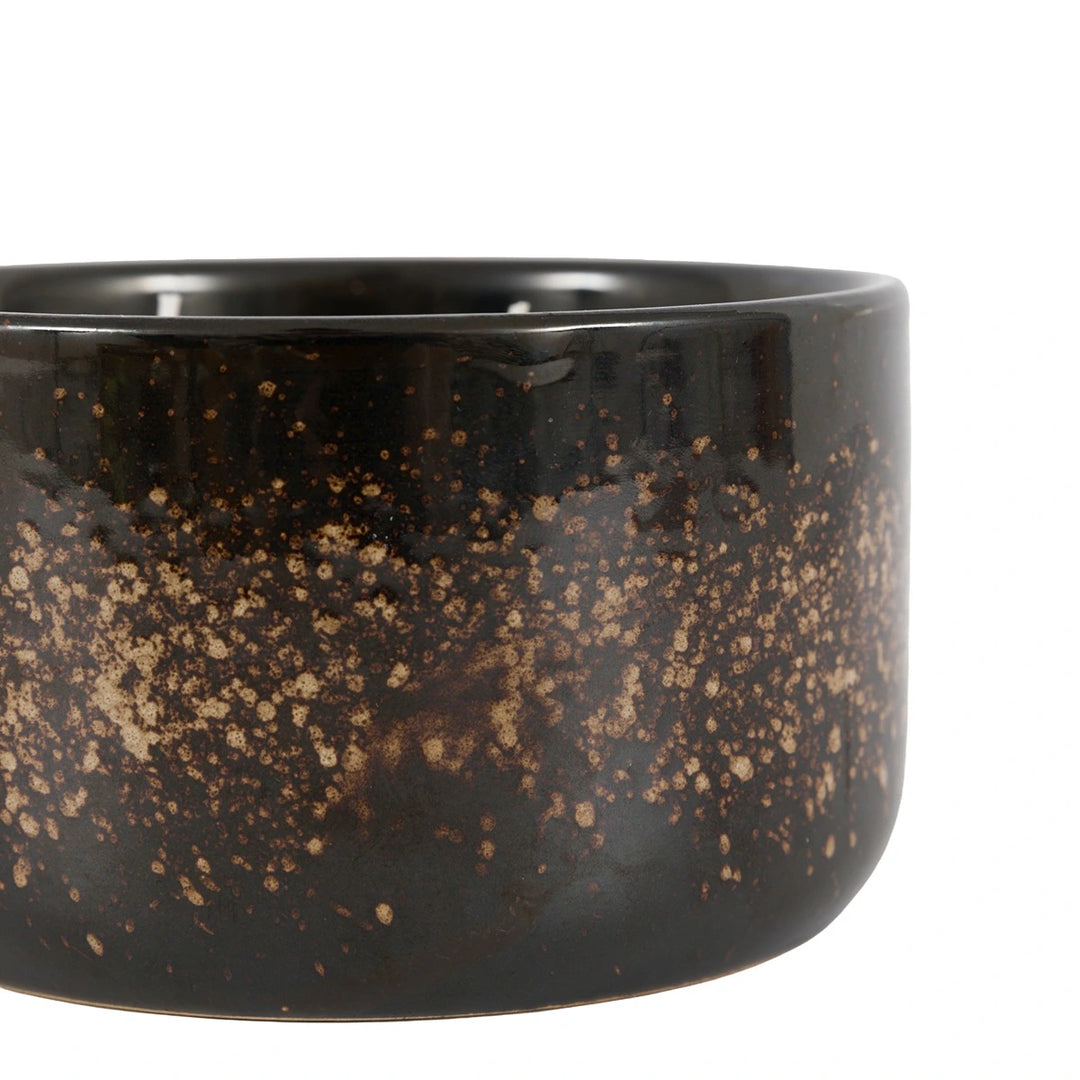 Reactive Glazed Ceramic 2 Wick Candle - Brown