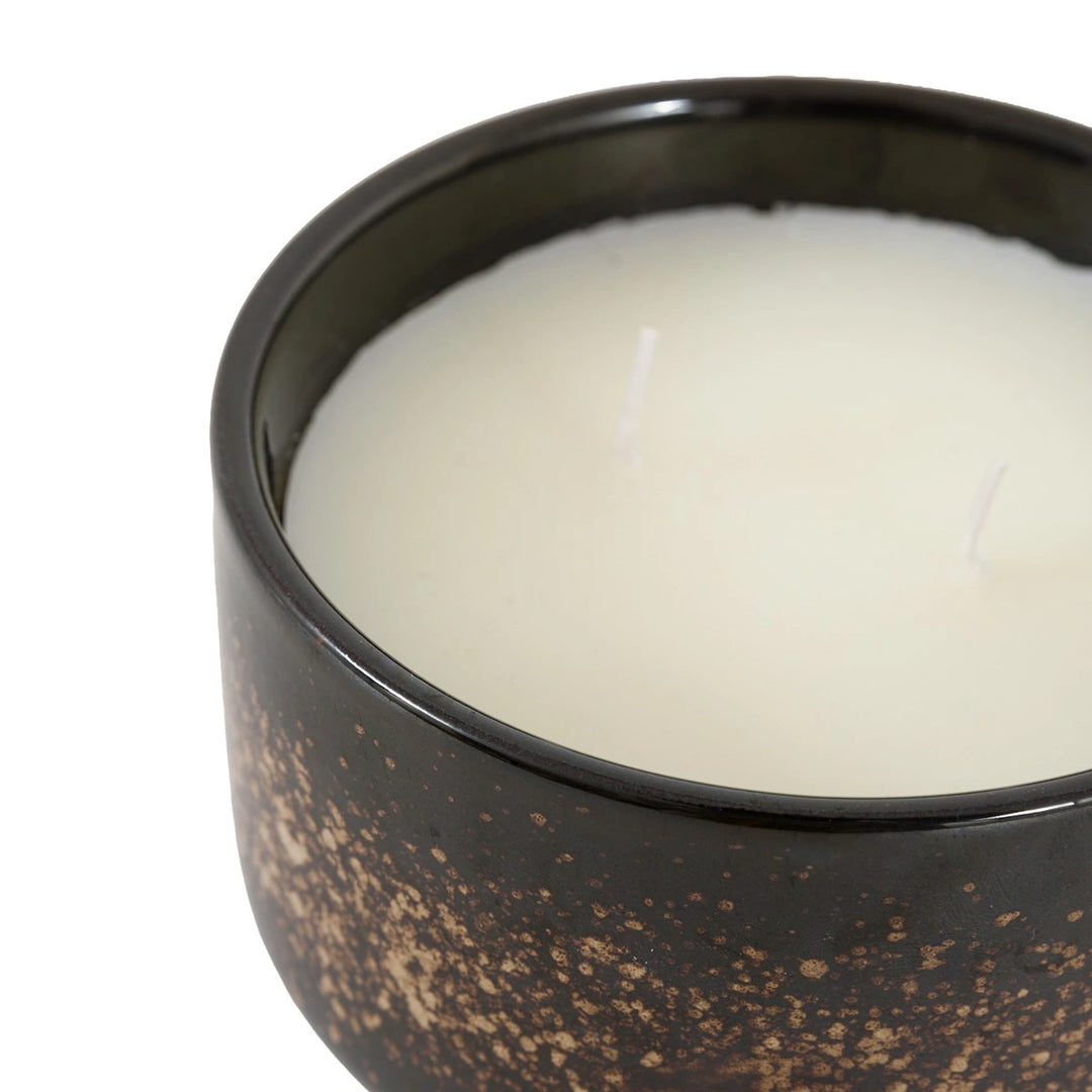 Reactive Glazed Ceramic 2 Wick Candle - Brown