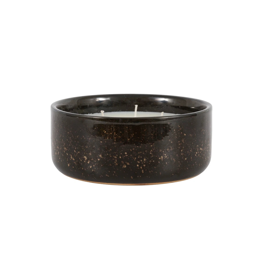 Reactive Glazed Ceramic 3 Wick Candle - Brown