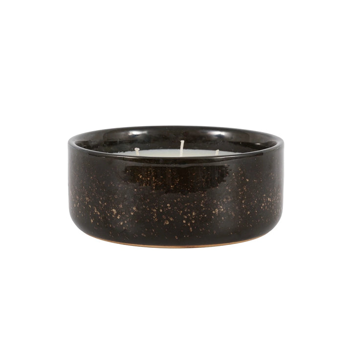 Reactive Glazed Ceramic 3 Wick Candle - Brown