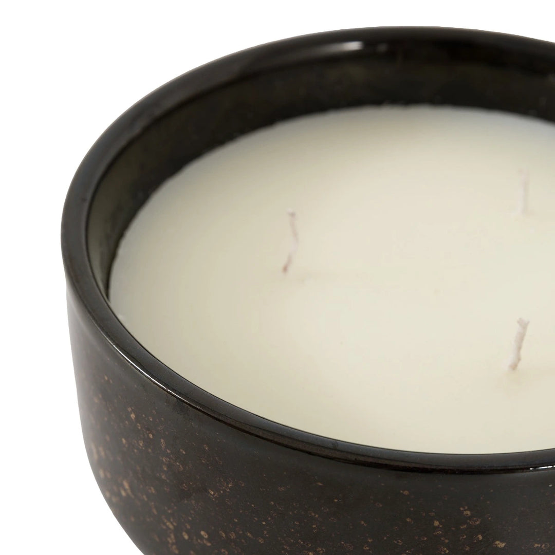 Reactive Glazed Ceramic 3 Wick Candle - Brown